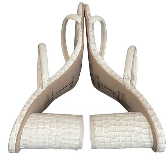 Dolce‎ Vita Noles Croc Double Strap High Heels Block Heel Slip On Ivory Size 9 - Picture 5 of 8